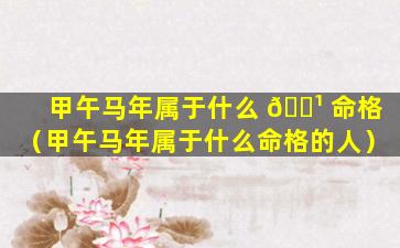甲午马年属于什么 🌹 命格（甲午马年属于什么命格的人）